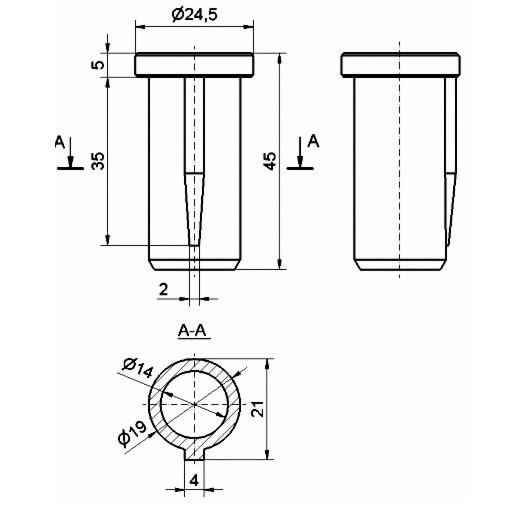 PUŠA PVC ZA TEČAJ VRAT/14mm/