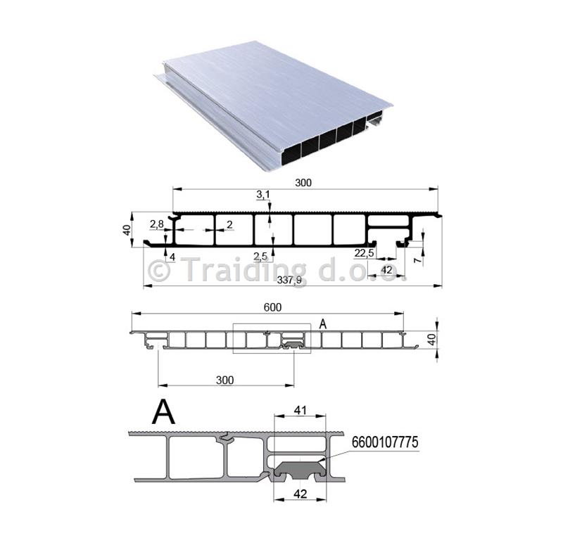 PROFIL PODA ALU NAREBREN 300x40mm