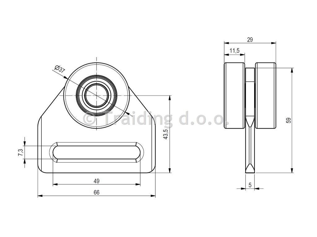 KOLESCE ZA CERADO DVOJNA/s:43,5p:37,4š:2