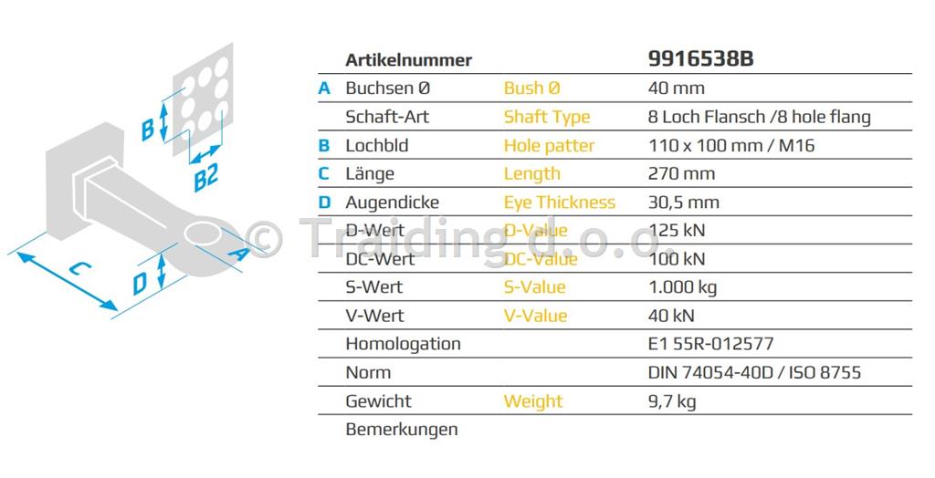 RUDA TANDEM FI 40 8 LUKENJ 110X100