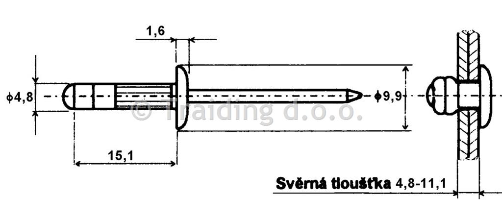 KOVICA VZMETNA AVEX 4,8x15,1 Al/St