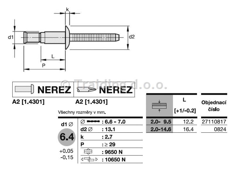 KOVICA 6.4x12.2 MONOBOLT INOX
