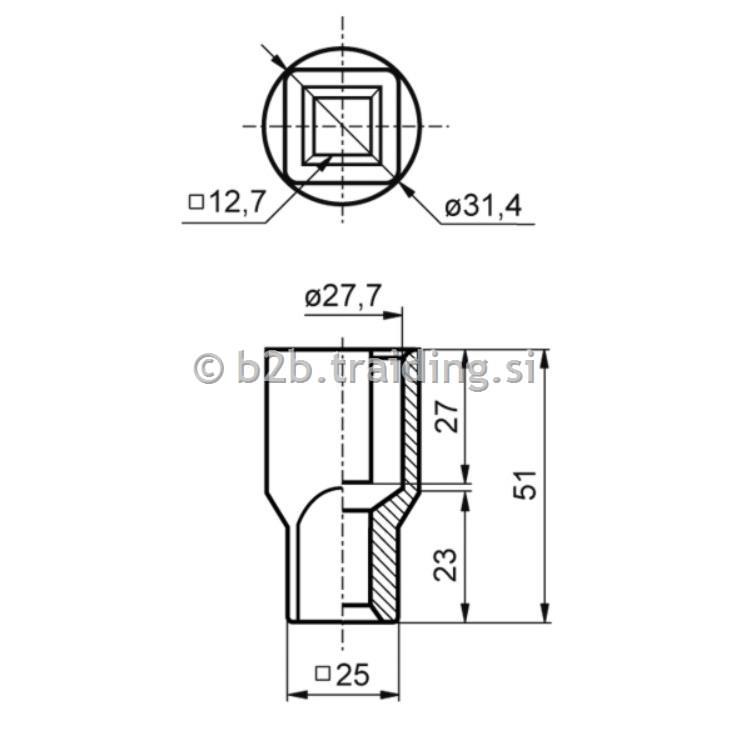 ADAPTER SPODNJI KVADRAT fi27 ŽENSKI