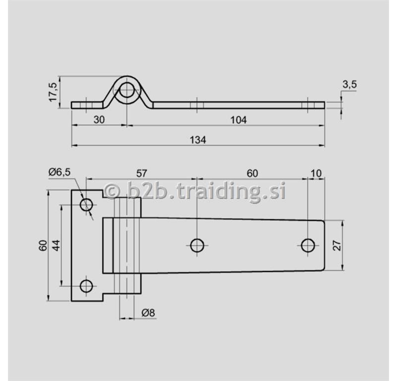 TEČAJ FURGONSKI 134mm - INOX