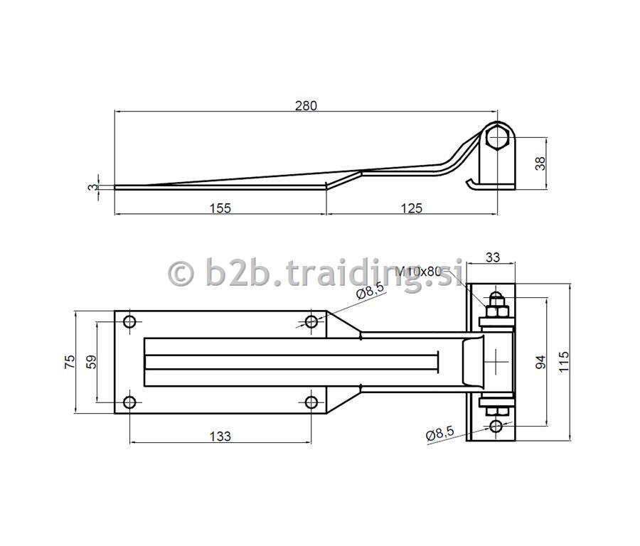 TEČAJ FURGONSKI INOX 280mm