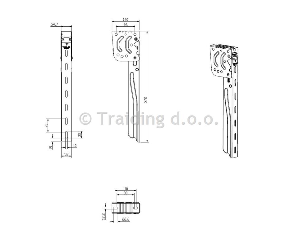 NOSILEC BOČNE ZAŠČITE INOX 572mm