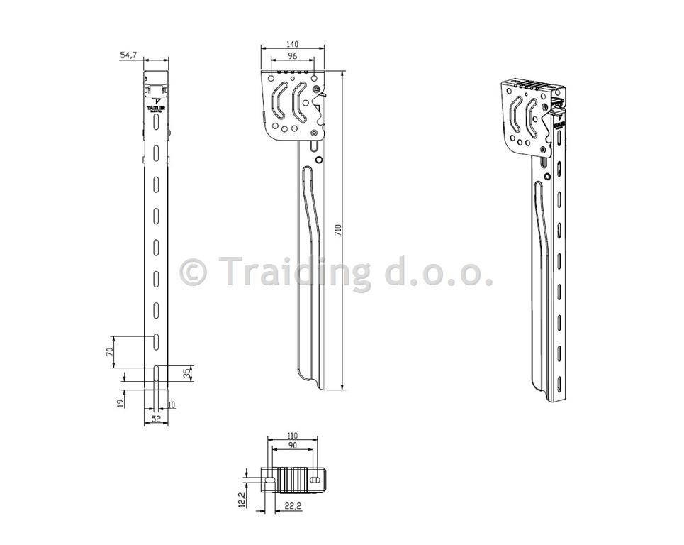 NOSILEC BOČNE ZAŠČITE INOX 710mm